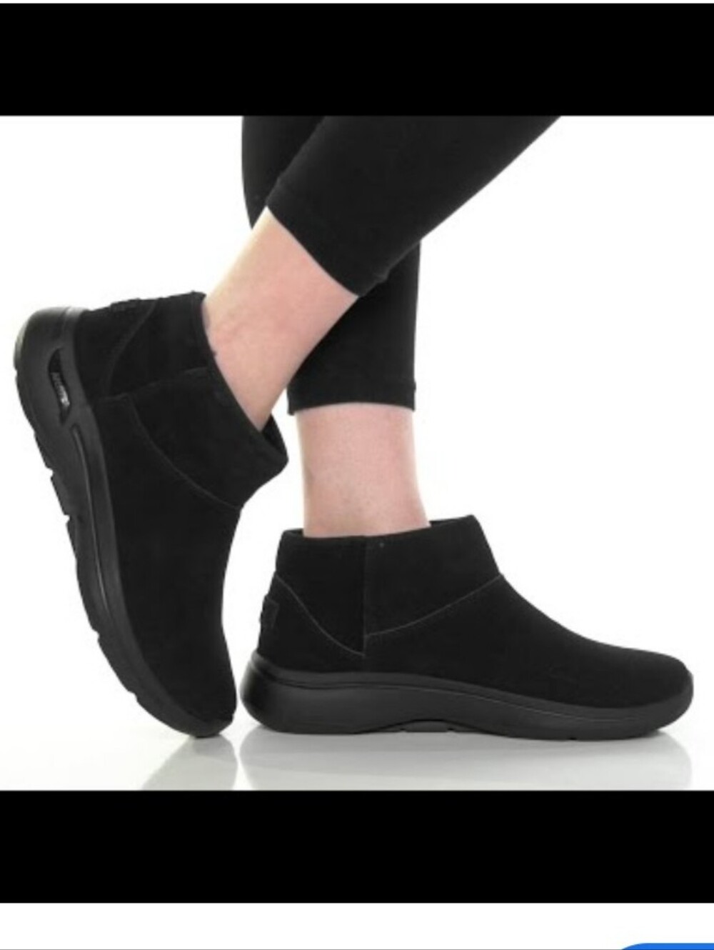 Skechers "Air Cooled" Archfit Suede Leather Upper Faux Fur Lining Booties-Black